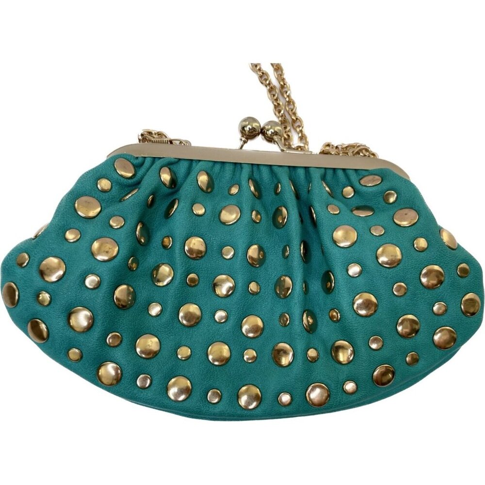Urban expressions pu leather mini purse chain studded greeen gold - Picture 4 of 6